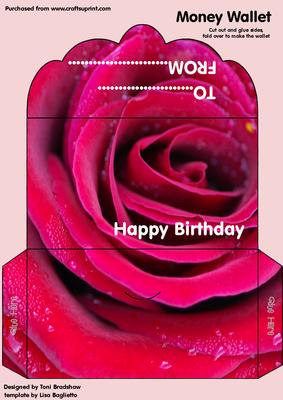 Red Rose Birthday Money Wallet