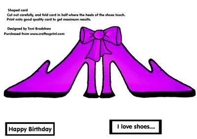 I Love Shoes Birthday Shaped Card