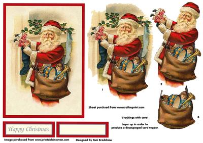'stockings with Care' Decoupage.