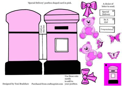 'special Delivery' Shaped Postbox in Pink