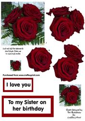 Happy Birthday Sister with a Red Rose