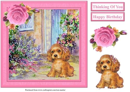 Cute Puppy Scene Topper & Decoupage