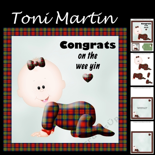 Congrats on the wee yin - scottish tartan effect new baby mini kit (with bow)