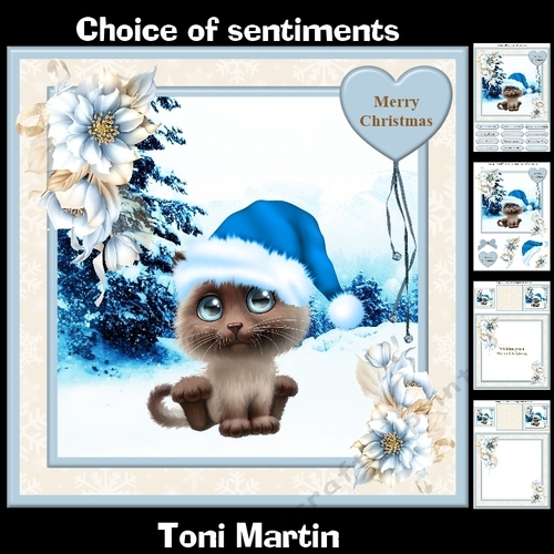 Sweet Kitten Christmas Card Mini Kit & Decoupage