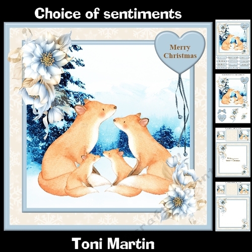 Fox Family Christmas Card Mini Kit & Decoupage
