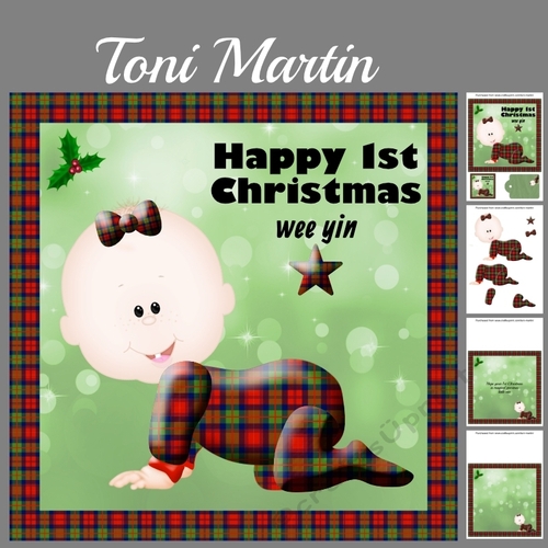 Happy 1st christmas wee yin - scottish tartan effect mini kit (with bow)