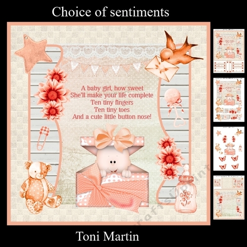 New Baby Girl Card Mini Kit & Decoupage