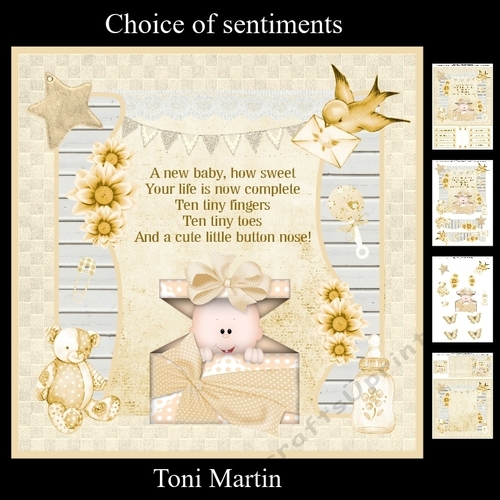 New Baby Neutral Unisex Card Mini Kit & Decoupage