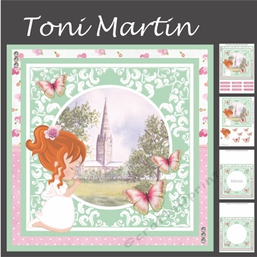 First Holy Communion Girl Card Mini Kit & Decoupage (Red Hair)