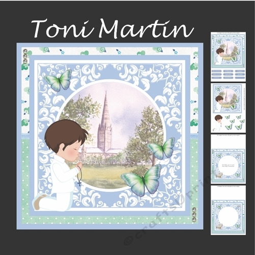 First Holy Communion Boy Card Mini Kit & Decoupage (brown hair)