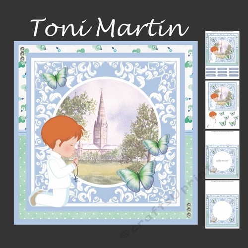 First Holy Communion Boy Card Mini Kit & Decoupage (red hair)