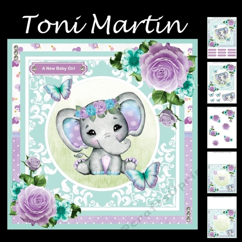 Baby Elephant Card Mini Kit & Decoupage