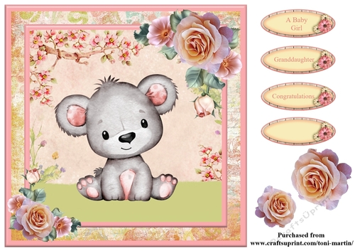 New Baby Girl Card Topper & Decoupage