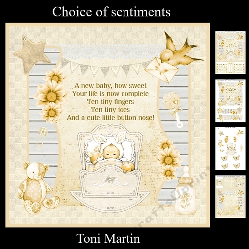 New Baby Neutral Unisex Card Mini Kit & Decoupage