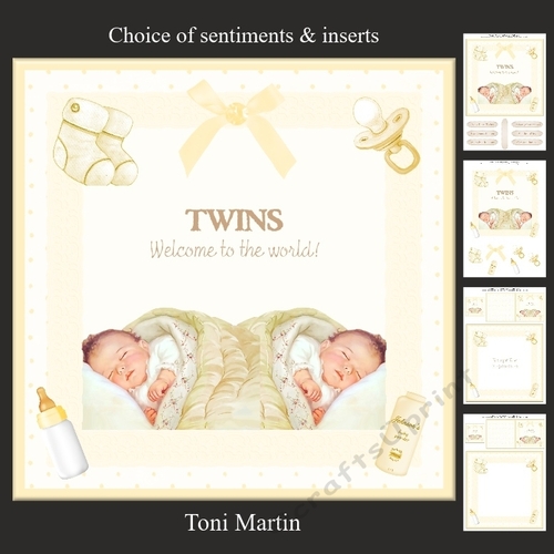 New Baby Twins Card Mini Kit & Decoupage