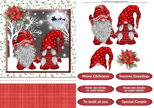Nordic gnomes christmas card front & decoupage