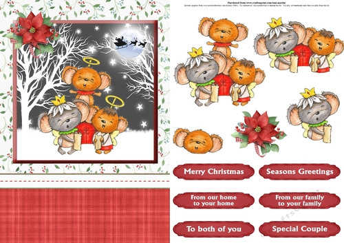 Choir mice christmas card front & decoupage