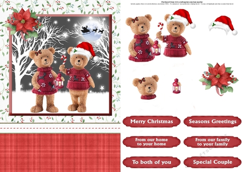 Sweet bears christmas card front & decoupage