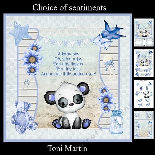 Panda - New Baby Boy Card Mini Kit & Decoupage