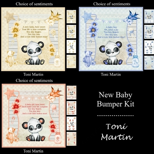 Panda - New baby bumper kit - Decoupage & Inserts