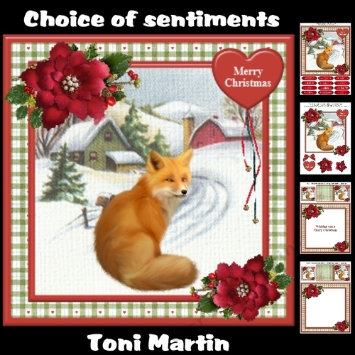 Beautiful Fox Christmas Decoupage Card Mini Kit