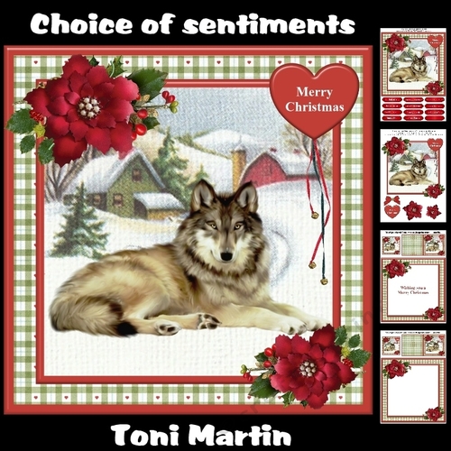 Beautiful Wolf Christmas Decoupage Card Mini Kit