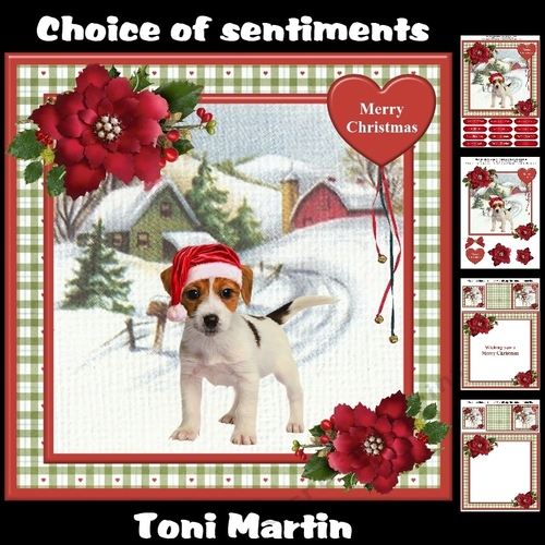 Cute Christmas Puppy Decoupage Card Mini Kit
