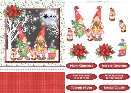 Christmas gnomes & friends card front & decoupage
