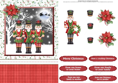 Nutcracker soldiers christmas card front & decoupage