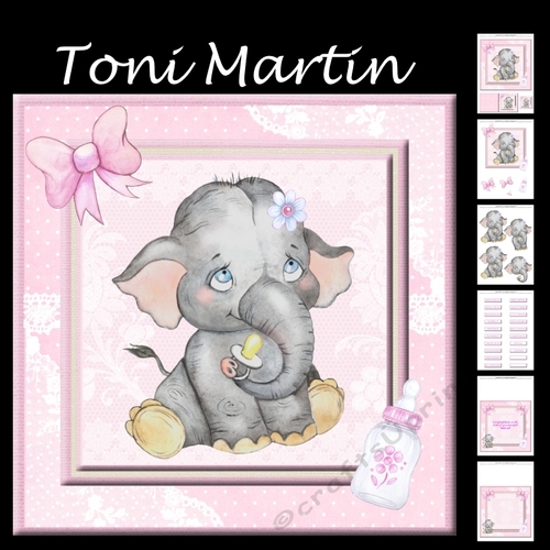 New Baby Girl Elephant Decoupage Mini Kit