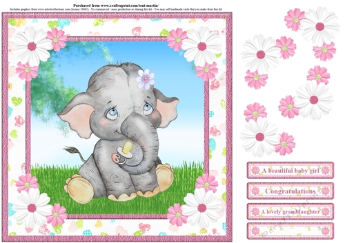 New Baby Girl Card Topper & Decoupage