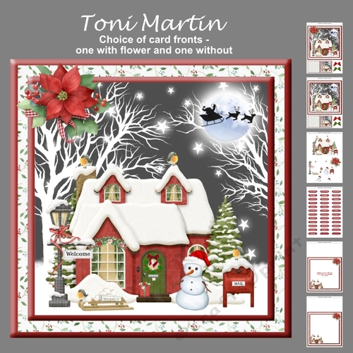Christmas house scene decoupage mini kit