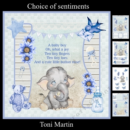 Baby Boy Elephant Decoupage Mini Kit