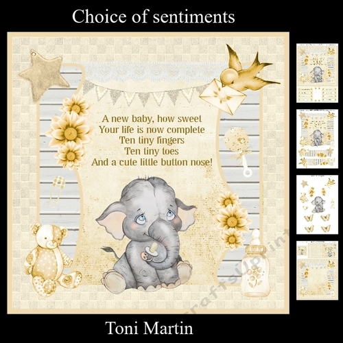 Baby Unisex Neutral Elephant Decoupage Mini Kit
