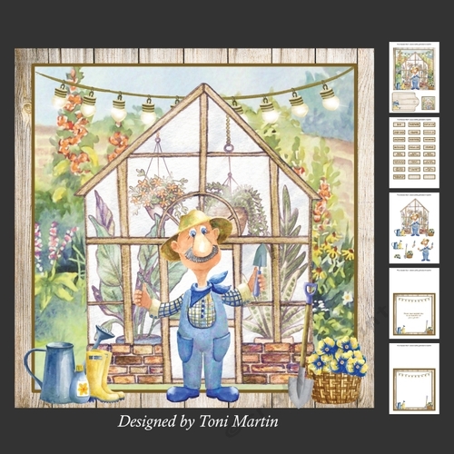 Male Gardener Decoupage Card Mini Kit 7x7