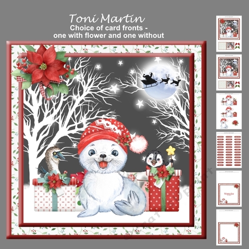 Baby Seal & Pals Christmas Decoupage Card Mini Kit 7x7