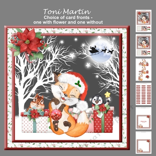 Fox & Pals Christmas Decoupage Card Mini Kit 7x7
