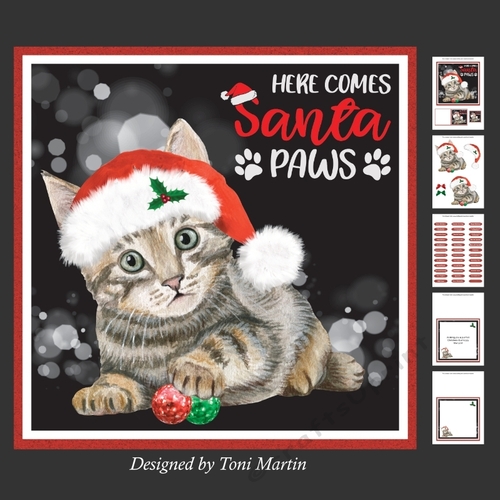 Santa Paws Decoupage Card Mini Kit 7x7 - Kitten