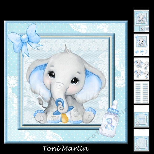 Baby Boy Elephant Decoupage Mini Kit