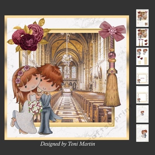 Church Wedding Decoupage Card Mini Kit 7x7