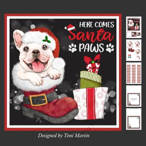 Santa Paws Decoupage Card Mini Kit 7x7 - Frenchie