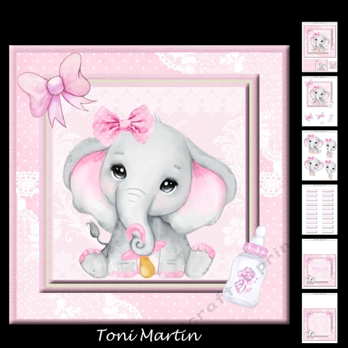 Baby Girl Elephant Decoupage Mini Kit
