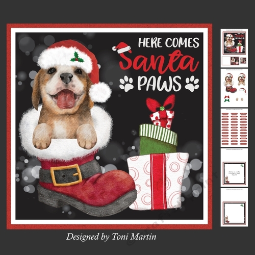 Santa Paws Decoupage Card Mini Kit 7x7 - Beagle