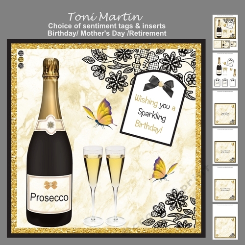 Prosecco Decoupage Card Mini Kit 7x7