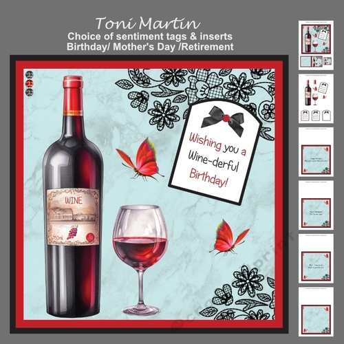 Red Wine Decoupage Card Mini Kit 7x7