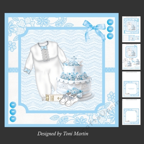 Baptism / Christening Day Boy Decoupage Card Mini Kit 7x7