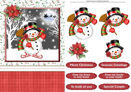 Snowman christmas card front & decoupage