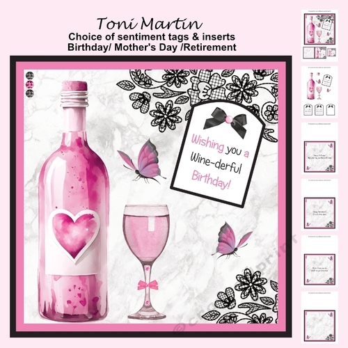 Rose Wine Decoupage Card Mini Kit 7x7