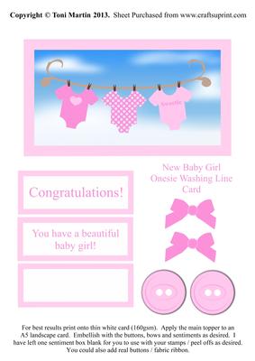 New Baby Girl Onesie Washing Line Card