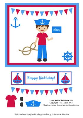 Little Sailor Nautical Birthday Boy Decoupage Card